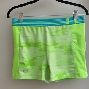 Under Armour Fluorescent Green Spandex Athletic Shorts Medium